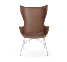 K/Wood stolen i mørk finer m. krom ben designet af Philippe Starck for Kartell